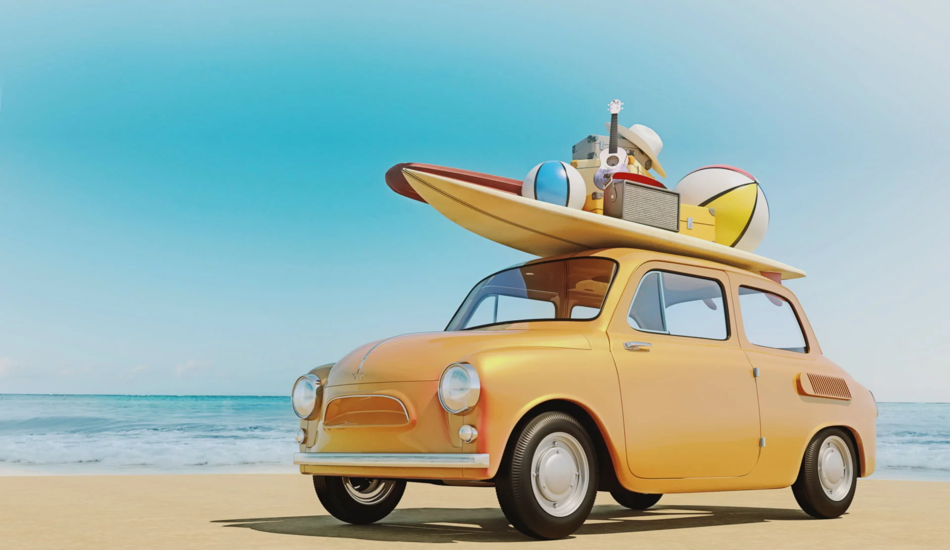 Plaża z leżakami i morzem